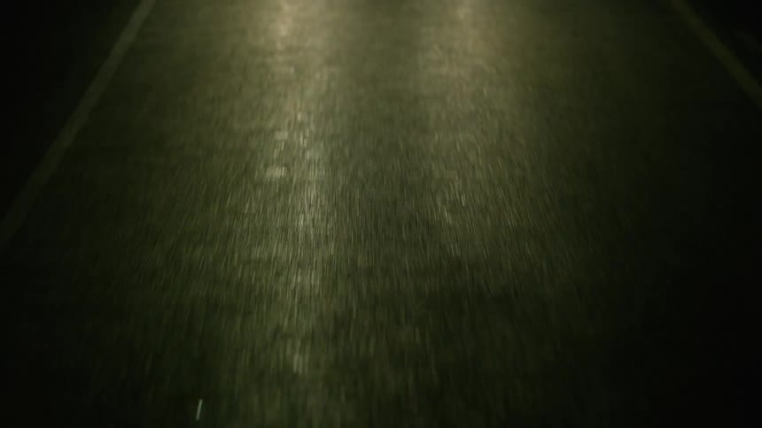 Lane of road reflects electric lights