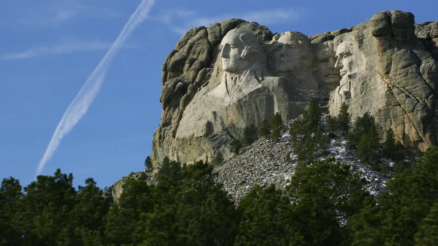 Mount rushmore national monument and a nearby forest