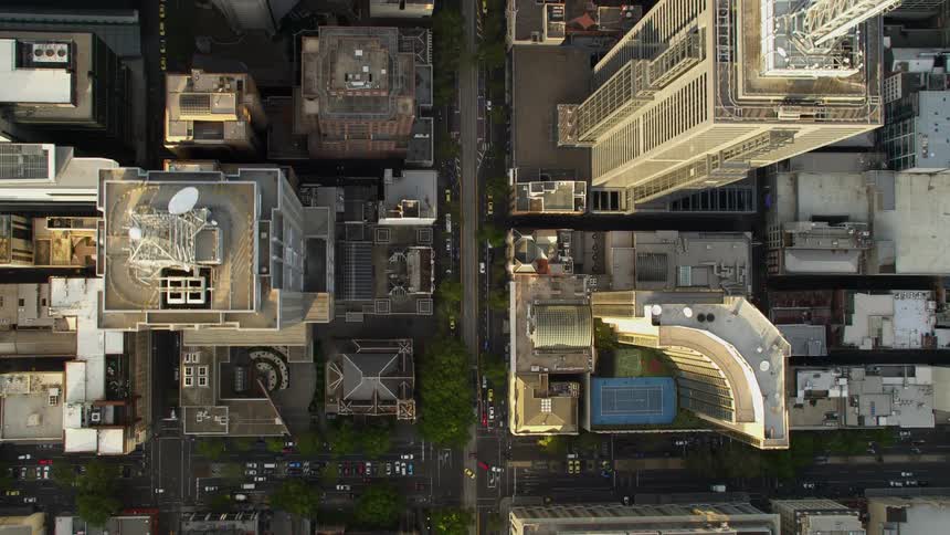 Traffic moves through the large city