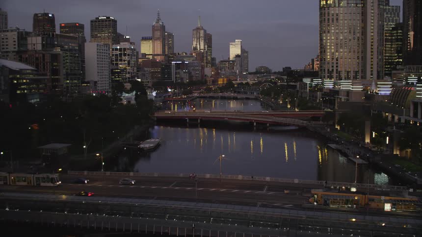 Vehicles travel over the bridges in the city