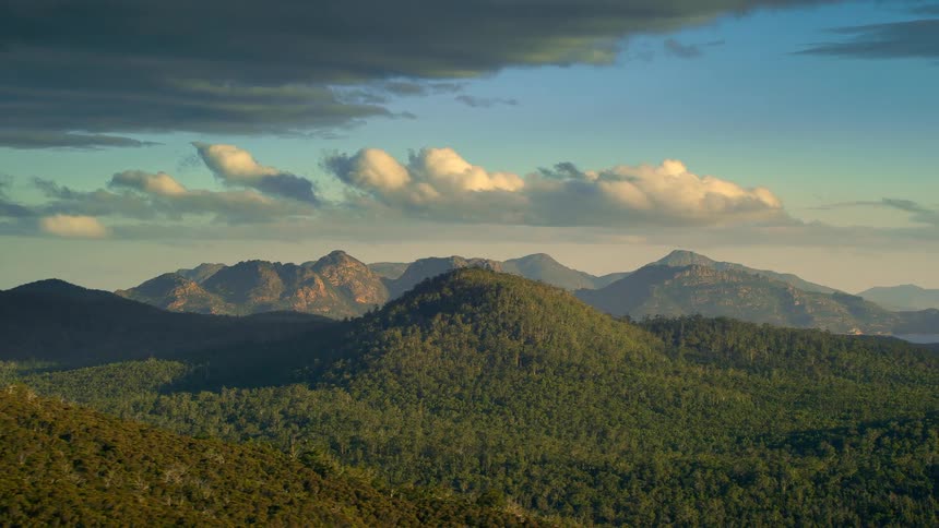 Aerial view of green vegetation over the mountains at morning