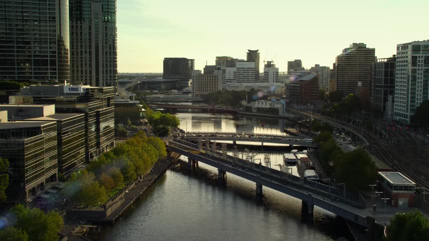 Traffic is backed up on the bridge in the city
