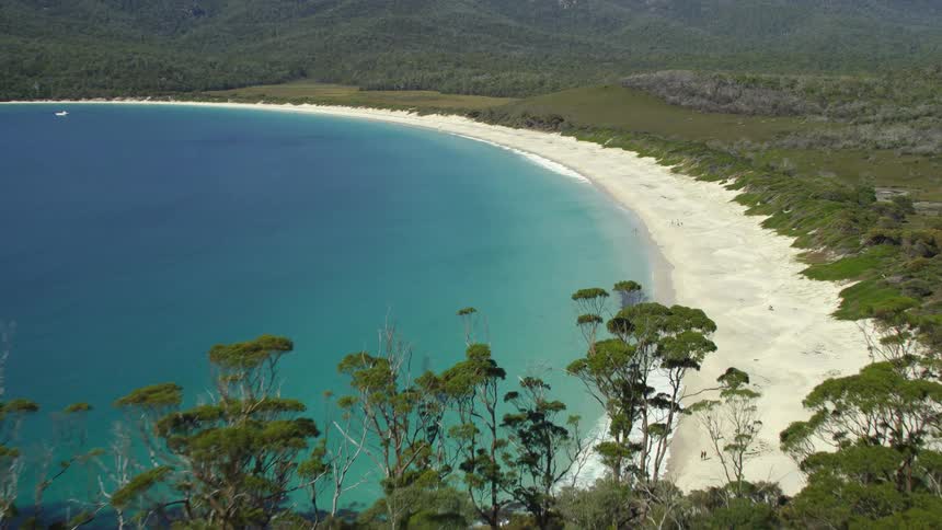 Aerial view of a beach in the coast near the ocean