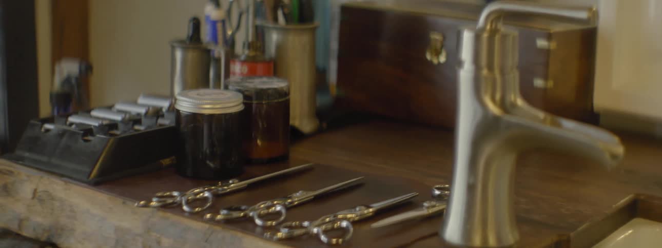 Close up of barber tools in a shop