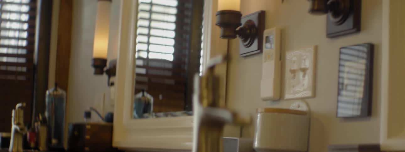 Close-up view of the sink area in a bathroom