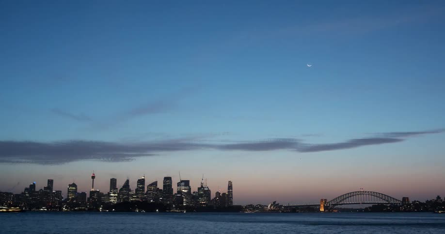 A body of water with a bridge a city skyline the sky and clouds in the background
