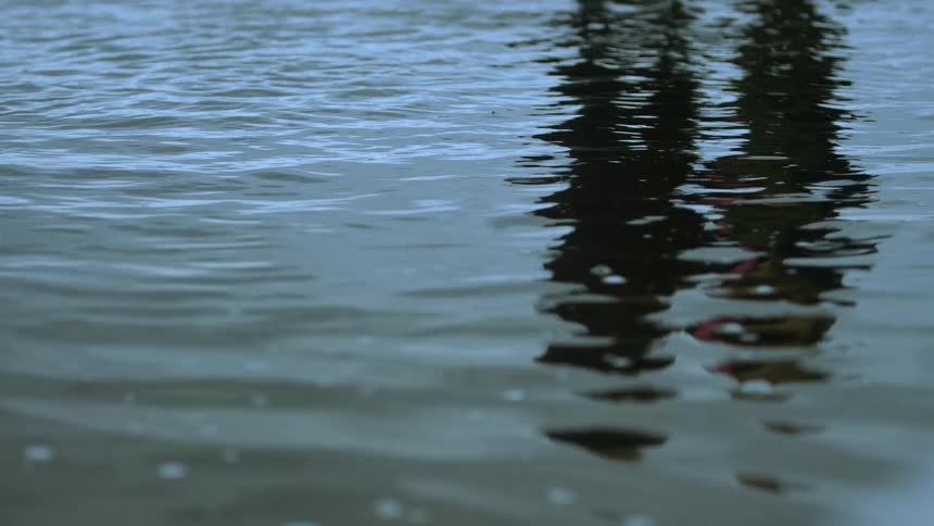 A body of water rippling with a fuzzy reflection