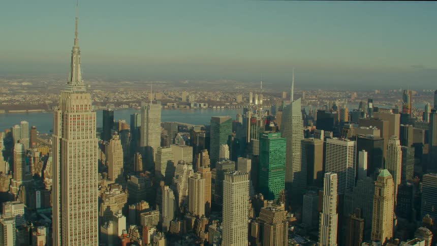Aeria view of skyscrapers on the skyline of new york city