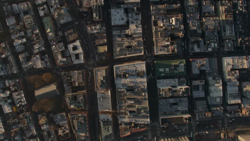 Aerial view of city neighborhoods with houses and apartment buldings