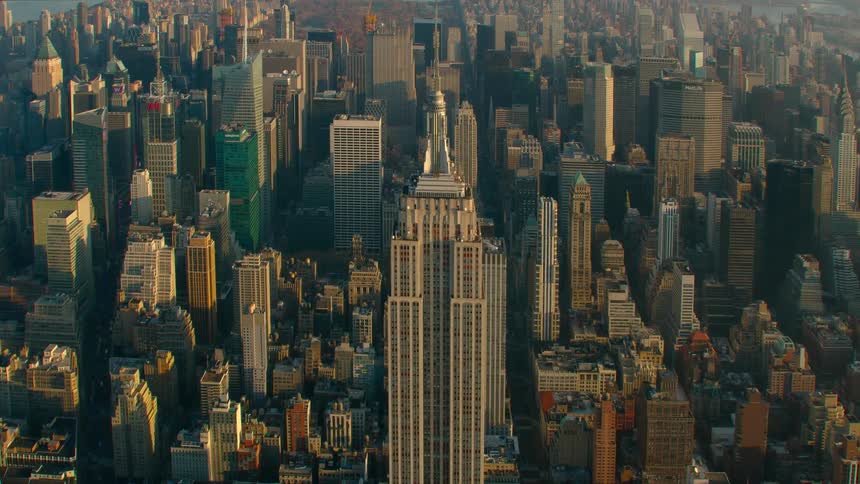 Architectural landmark towers over nearby skyscrapers downtown
