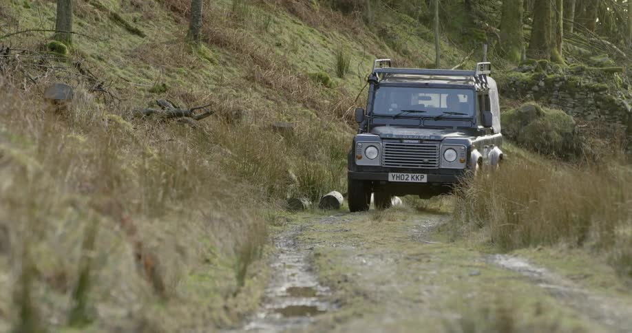 A vehicle driving off road