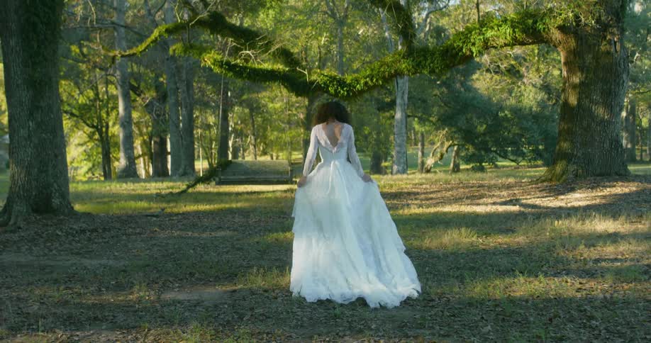 Female walking in wedding dress