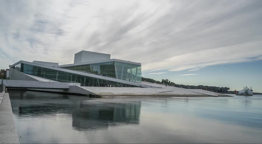 The oslo opera house at the head of the oslofjord