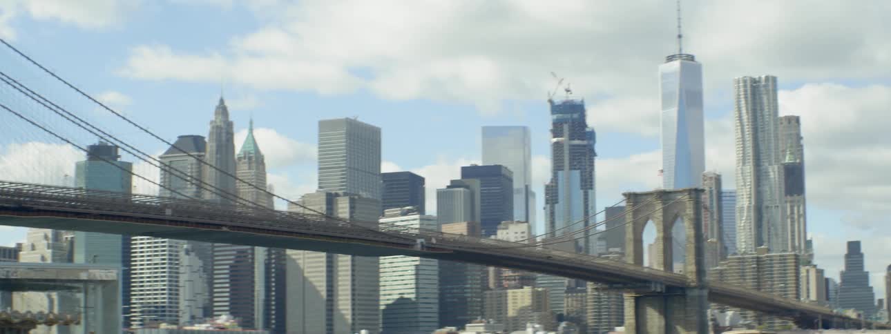 Brooklyn bridge and buildings in new york city