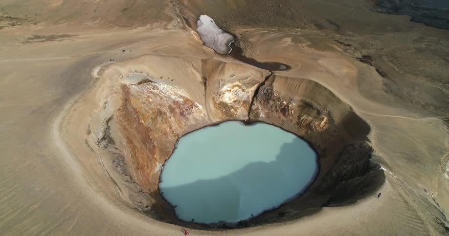 Crater lake sits in volcano near shore