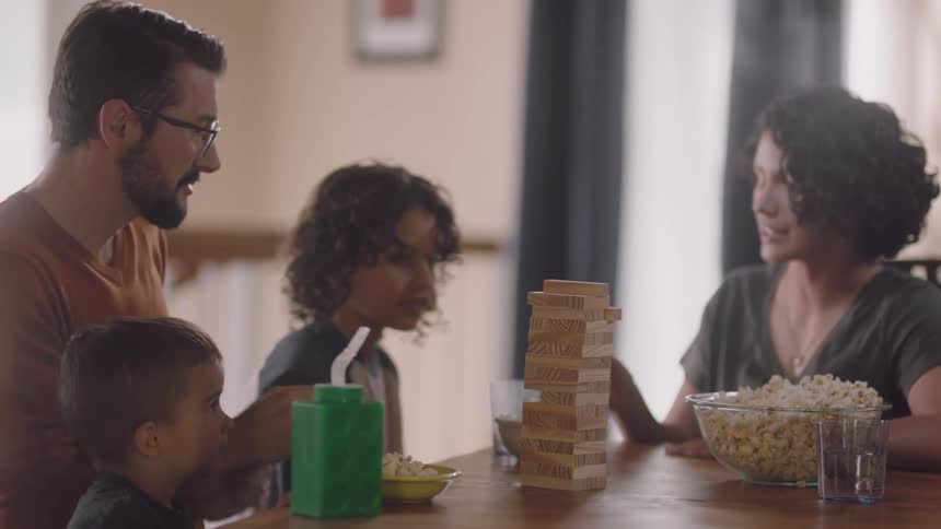 A family playing board games together