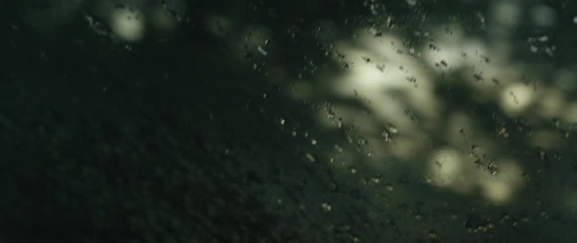 Rain pushed around by windshield wipers