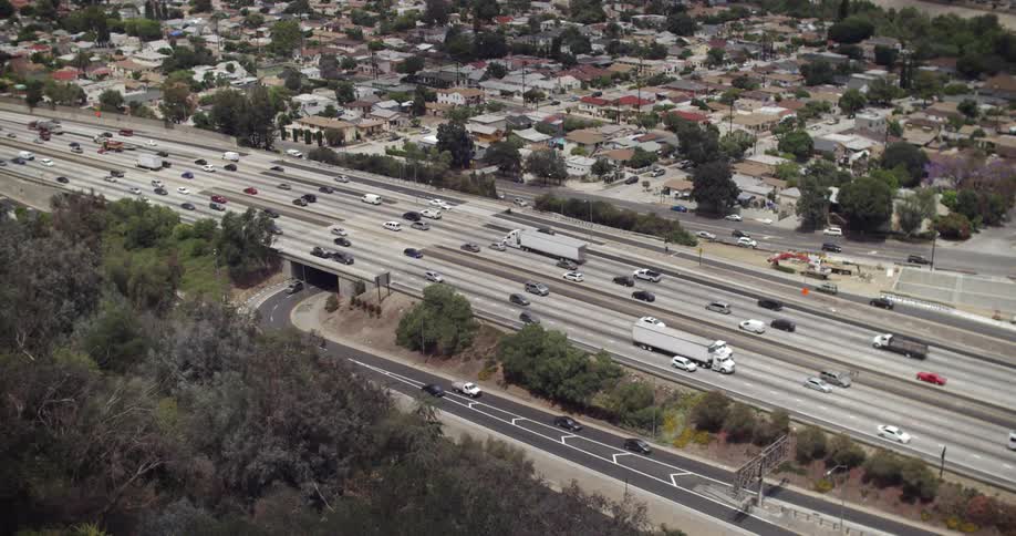 Steady highway traffic in a city