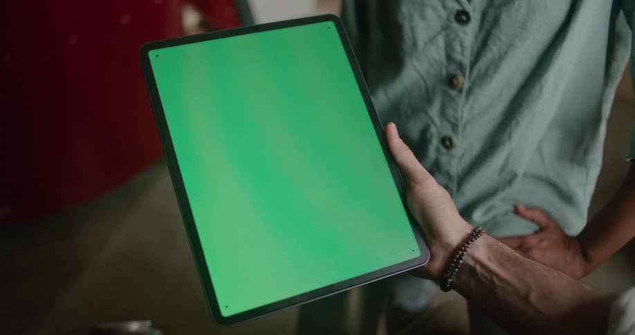 Person touching ipad