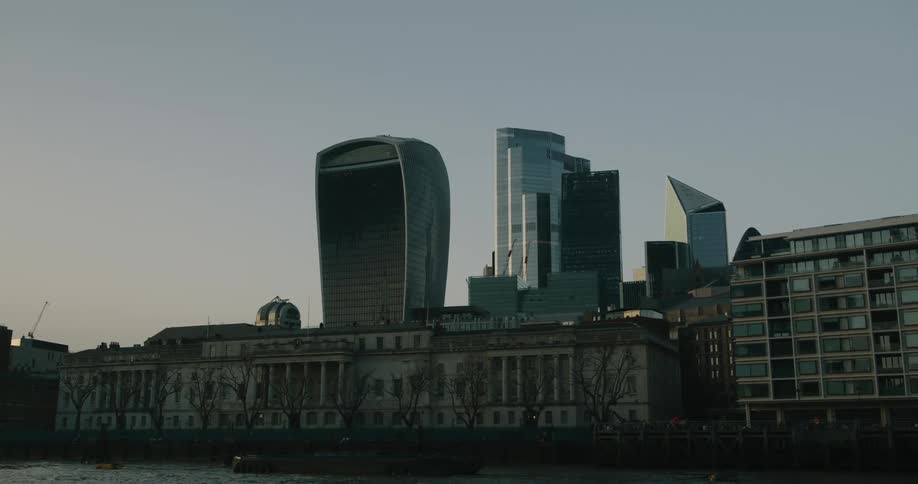 View of City of London from River Thames