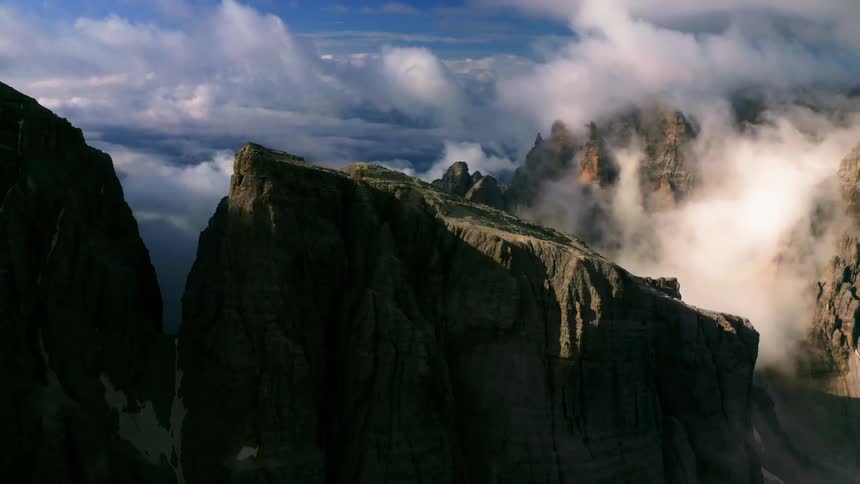 Mountains high in the sky among the clouds
