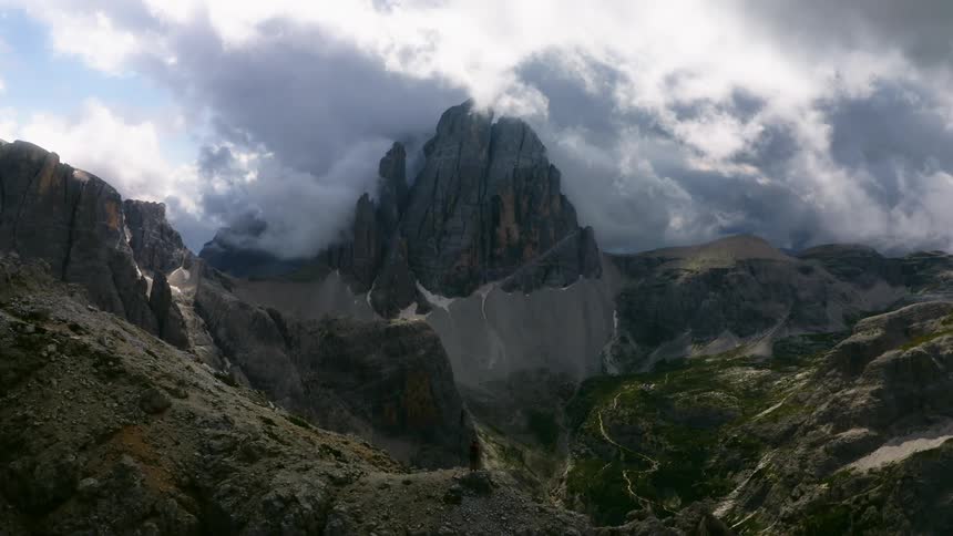 An aerial view of a mountain range
