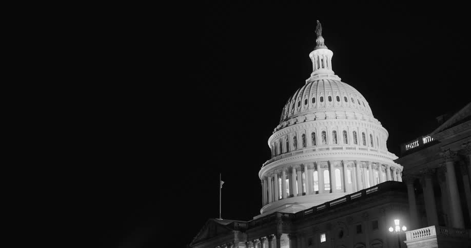 Capitol building glows white at night
