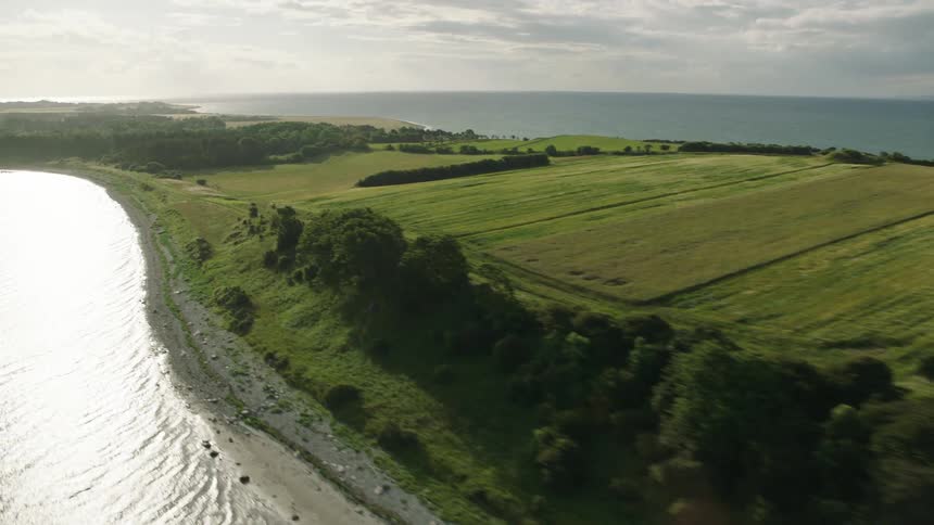Aerial view of coastal farmland at morning
