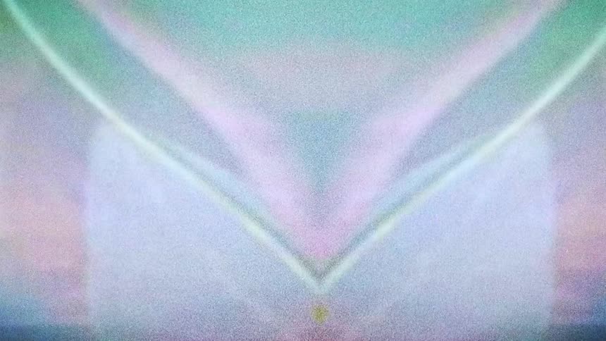 Graphic image divides and merges flowing through various shapes and colors
