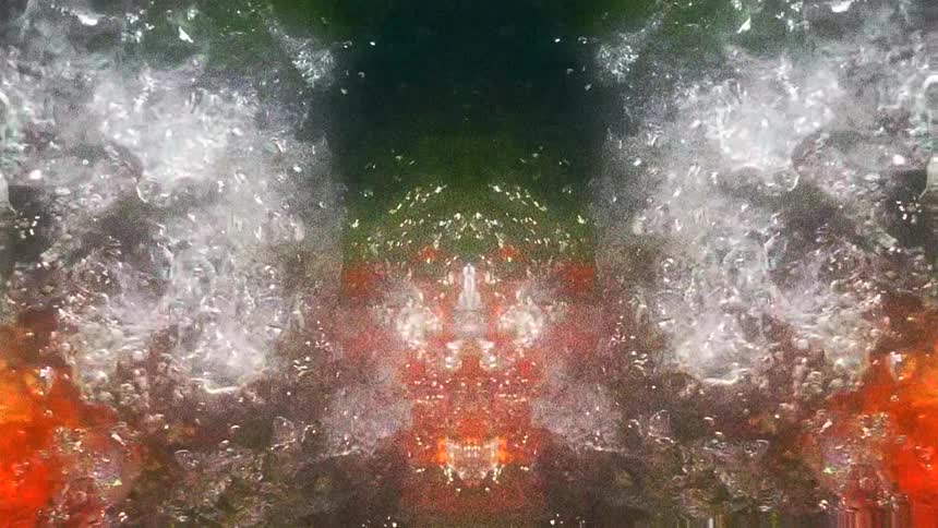 Reverse mirrored footage of water flowing and bubbling