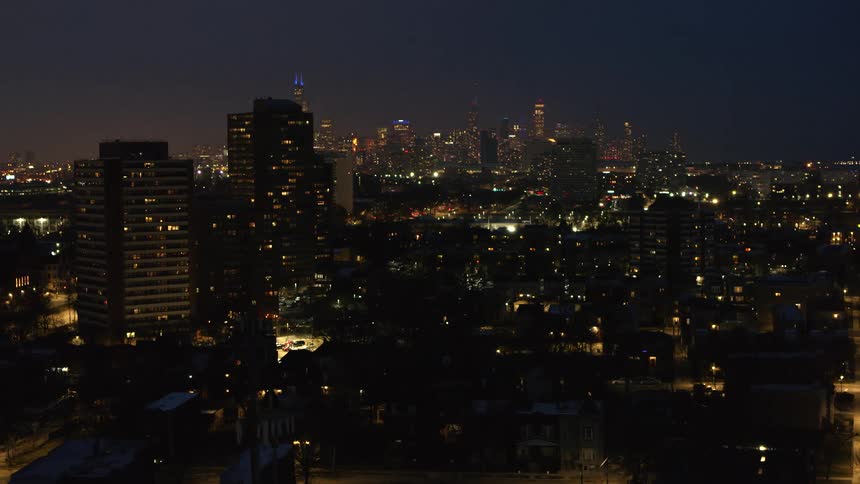 An aerial view of buildings in a city