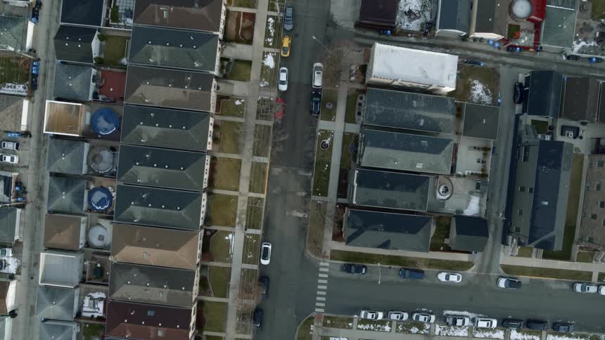 An aerial view of a neighborhood
