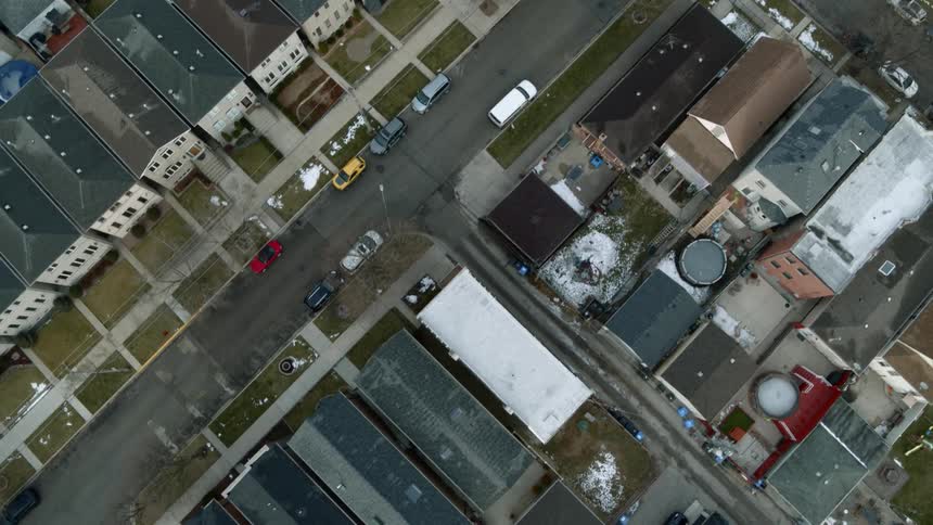 Aerial view of city neighborhoods with intersections