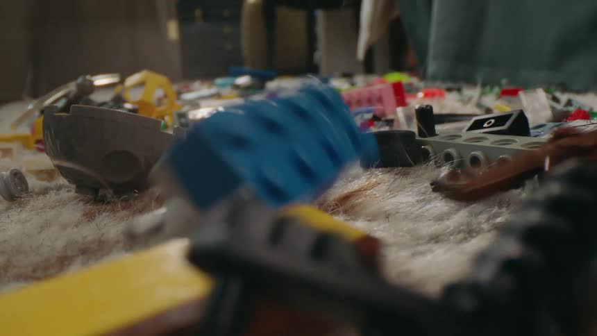 The toys are bouncing on the ground