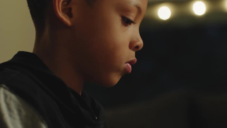 Black child moving around