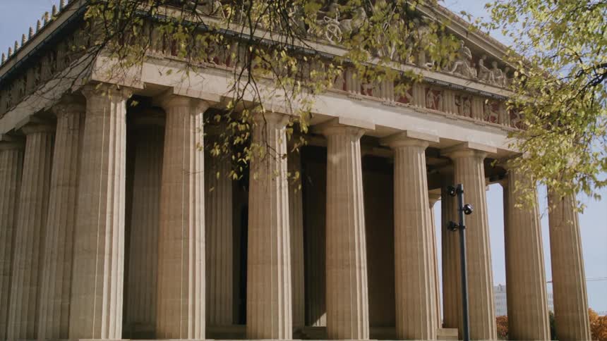 Large stone columns on a building