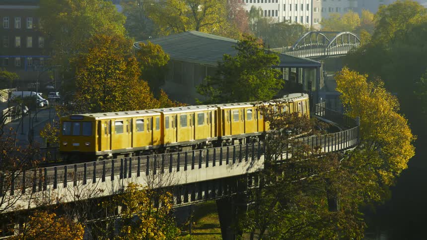 A train crossing a bridge in Berlin