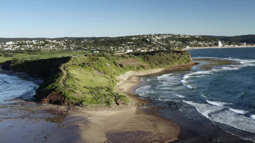 An aerial view of the coast