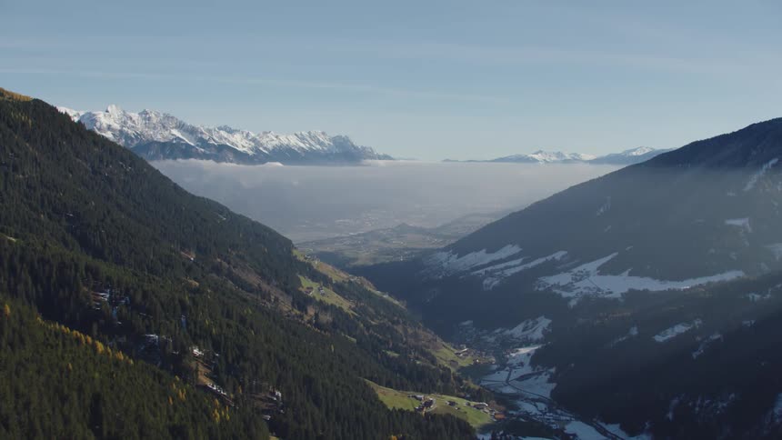 An aerial view of a mountain range