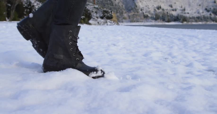 A person walking in the snow