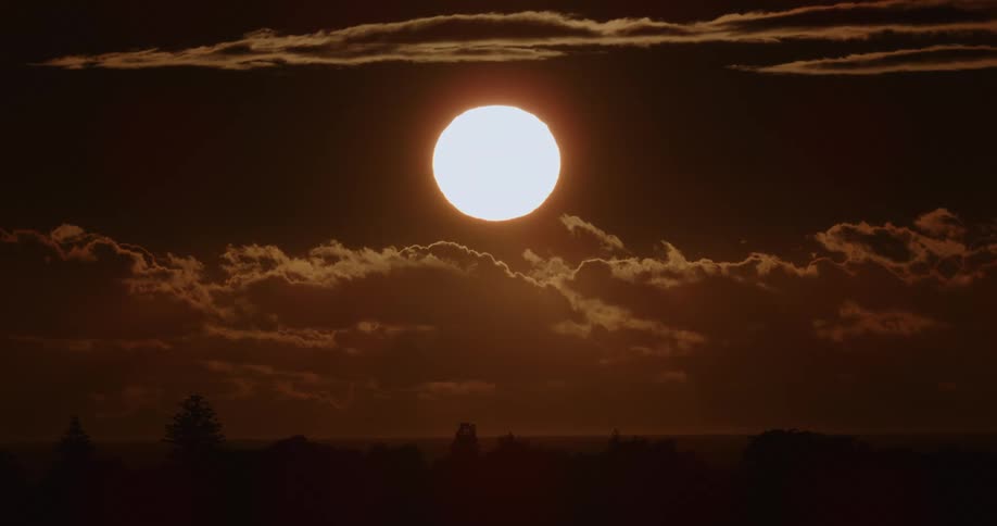 A view of the sun setting