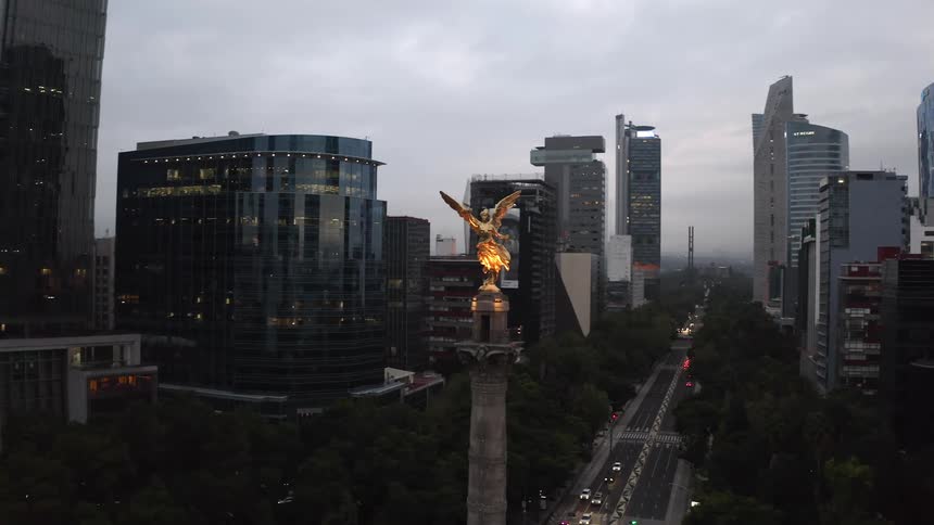Golden Angel of Independence in Mexico City at Dawn