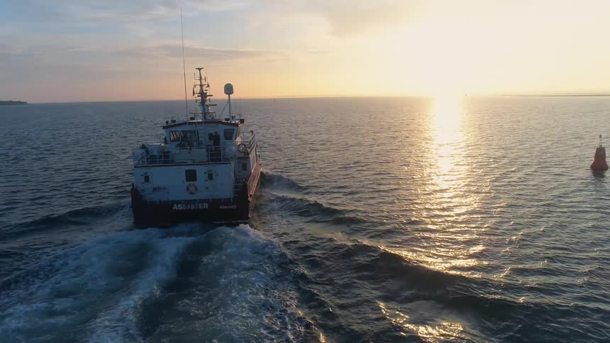 Fishing boat sailing in the ocean