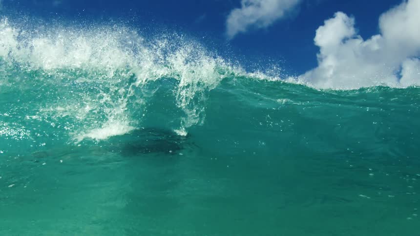 Female and male surfers bodysurfing on wave with surfboards