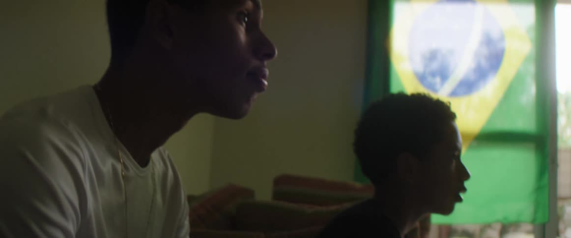 Two young brothers playing videos games on the couch