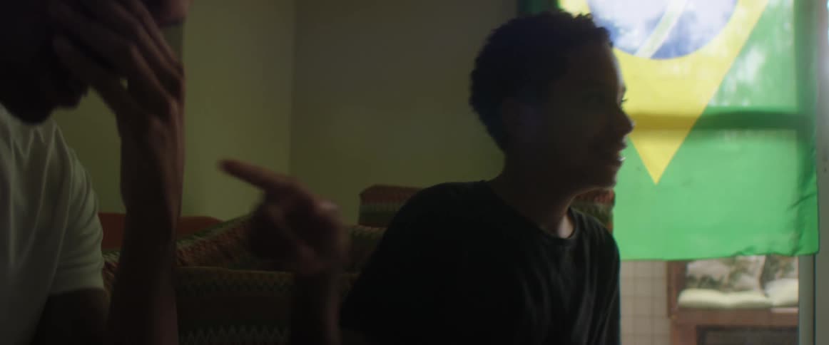 A father and son playing a video game