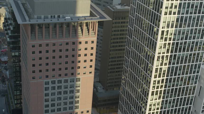 Cars travel on the roads through the city