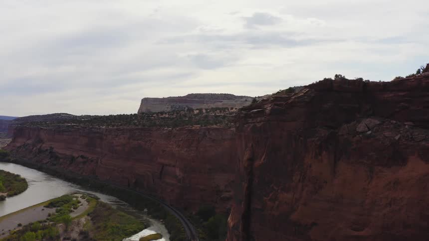 Aerial view of canyons are displayed in spring