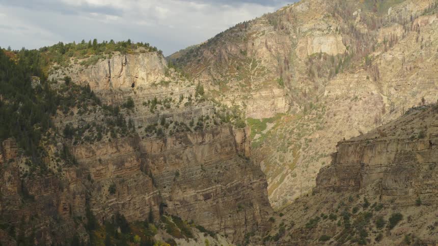 An aerial view of rock formations in the wilderness