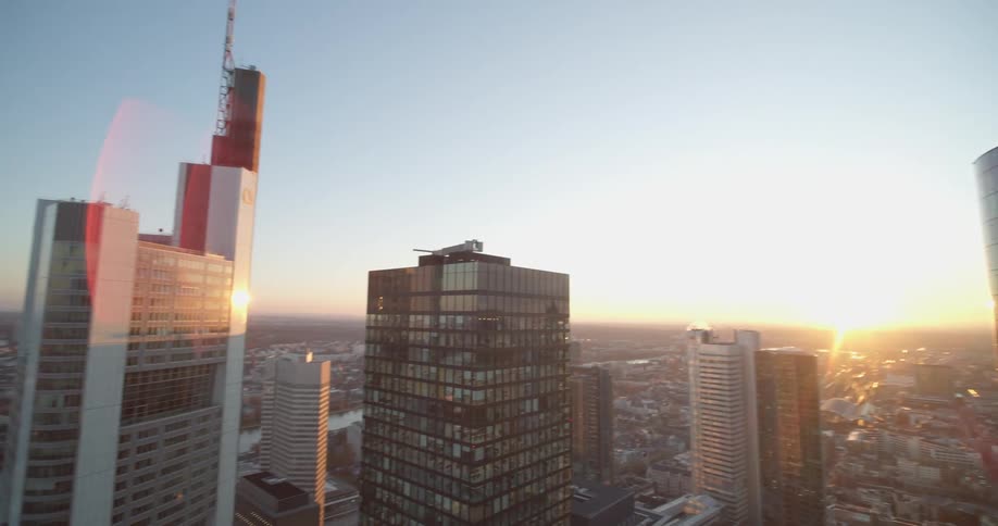 An aerial view of a downtown area